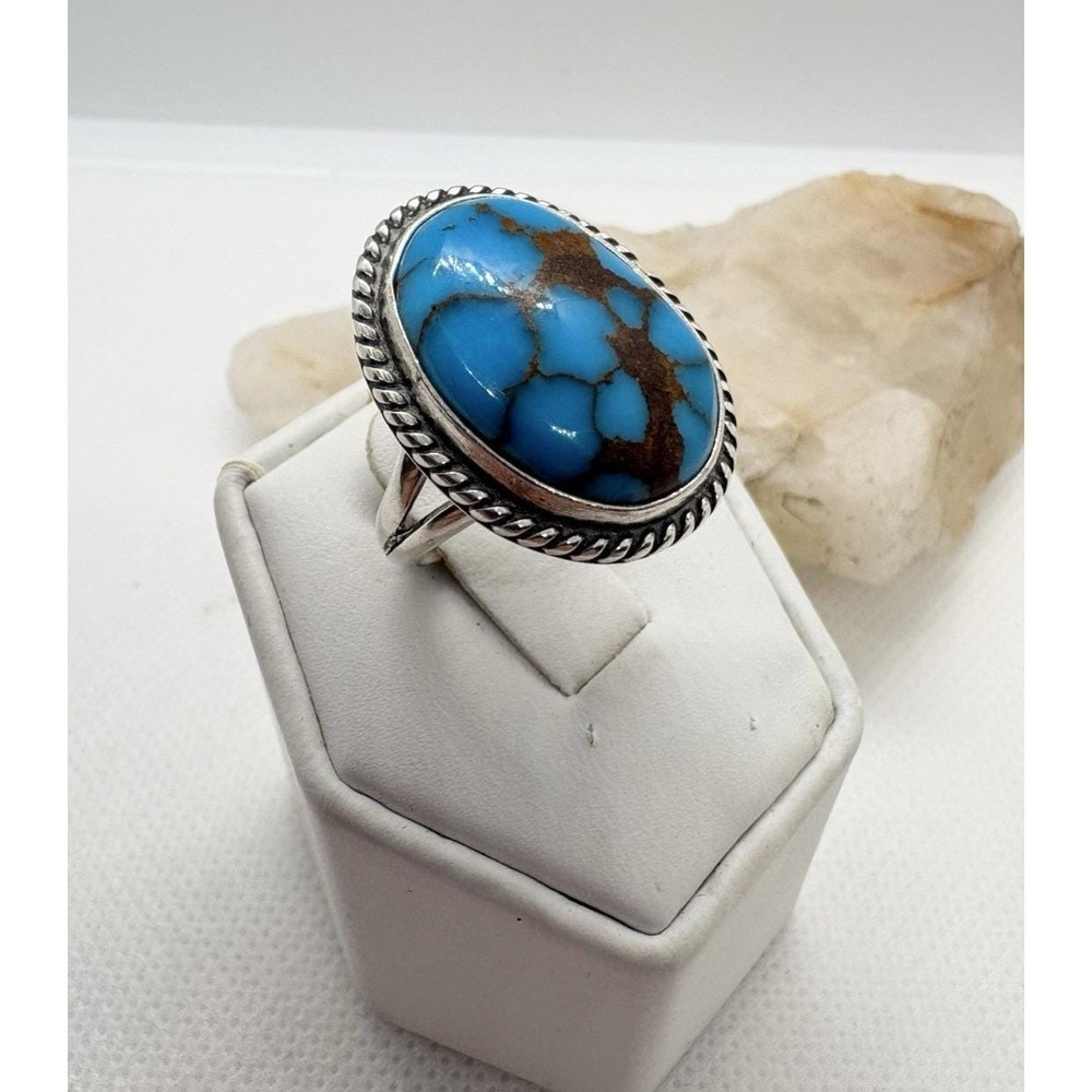 Navajo Jason Livingston Sterling‎ Silver Turquoise Ring Size 6.5 Native American